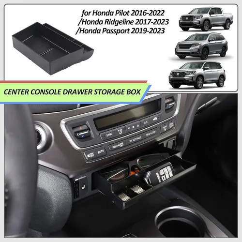 Miniatura 5 de Organizador de consola central para Honda Pilot 2016-2022/ Ridgeline 2017-2025/ Passport 2019-2025, Caja de almacenamiento con cajón de privacidad