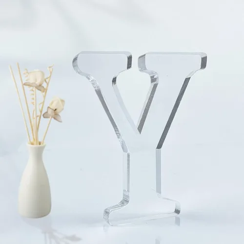 Miniatura 25 de Letras acrílicas diseñables de 4 pulgadas, letras acrílicas sin terminar para decoración de pared, letras decorativas de pie en rodajas, decoración