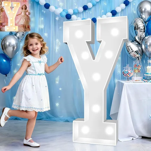 Miniatura 37 de Pooqla Letras de marquesina iluminadas de 3 pies, letras de marquesina con luz LED blanca fría y blanca cálida, letras de mosaico gigante para Letra