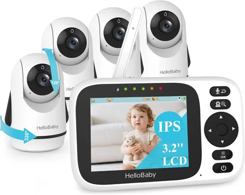 Miniatura 13 de HelloBaby - Monitor de bebé sin WiFi con pantalla de 3.2 pulgadas, cámara con zoom de inclinación panorámica 2-Way Talk, Night Vision, ECO VOX