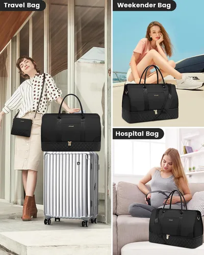 Miniatura 6 de Bolsas de fin de semana para mujer, bolsa de viaje, Negro -, Elegante