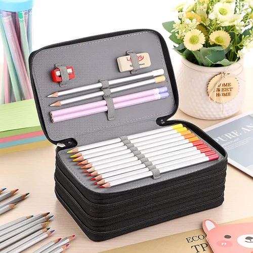 Miniatura 8 de Práctico estuche escolar de tela Oxford con 72 ranuras para lápices, de BTSKY®, Negro