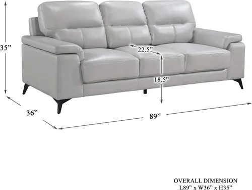 Miniatura 3 de Homelegance Sofá de cuero de 89", gris plateado