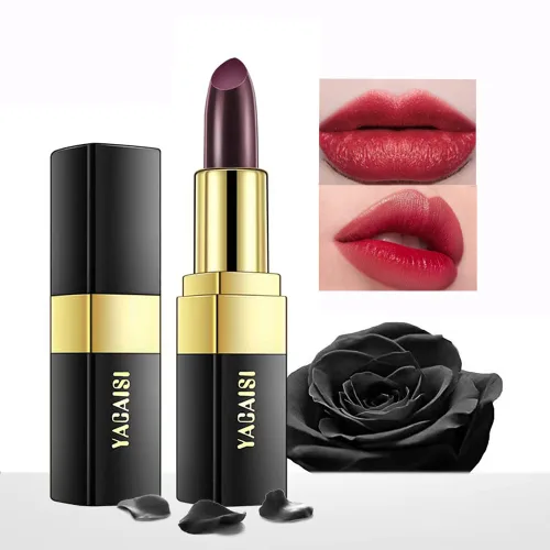 Lápiz labial que cambia de color, Bálsamo labial mágico que cambia de color (Negro a Rojo ladrillo), Lápiz labial hidratante natural Labiales