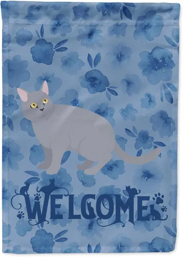 Miniatura 213 de Caroline's Treasures CK4813CHF - Bandera de bienvenida con gato abisinio azul, manga grande, para porche, para colgar en la pared, poliéster