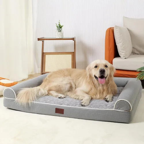 TJSOULER Camas ortopédicas para perros grandes, tapete de espuma para mascotas forrado impermeable con funda extraíble y lavable y parte inferior