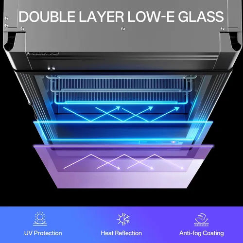 Miniatura 3 de Coolski Refrigerador comercial de puerta de vidrio de 1 puerta, comercializador de pantalla de acero inoxidable con luz LED para uso comercial