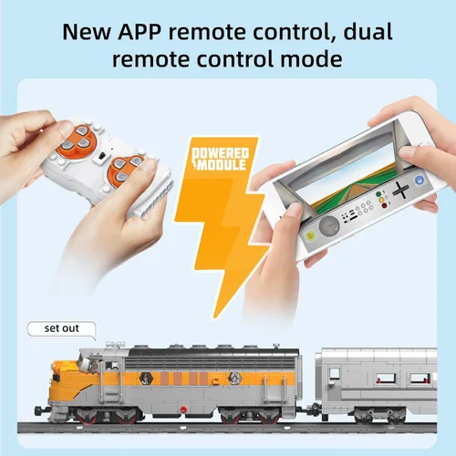 Miniatura 5 de Mould King 12018 Technology Control remoto USA EMD F7 WP Diesel Locomotora ferrocarriles tren iluminación de bloques de construcción Kit
