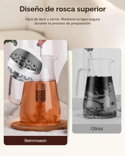 Miniatura 7 de Reinmoson Mini Coladores de Té para Té Suelto, Infusor de Té de Malla Extra Fina, Acero Inoxidable 304 y Tapa Roscada delgada Actualizada, Empapador