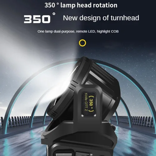 Miniatura 6 de Linterna de Foco LED Recargable de 1300000 L, Linterna de Foco LED Superbrillante con Cabezal Rotatorio de 350°, 9 Modos de Luz Superbrillante