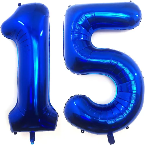 Miniatura 13 de Globos gigantes de 40 pulgadas, color azul marino, gigantes, gigantes, gigantes, enormes de aluminio de 12 o 21, globos digitales de número de Azul