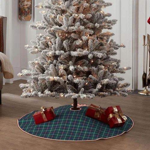 Miniatura 6 de Falda de árbol de Navidad de 30 pulgadas, falda de árbol de Navidad de lino de tartán de clan Inglis para fiesta de vacaciones, decoración de árbol