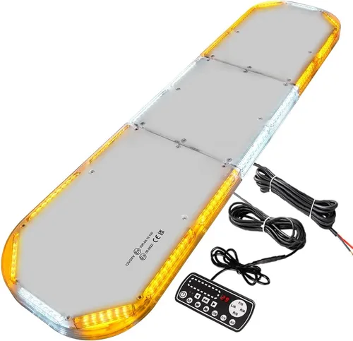 ASPL Barra de Luz Estroboscópica de Emergencia de Perfil Bajo para Techo 204LED de 46" Advertencia Intermitente Peligro de Seguridad Asesor de Ámbar