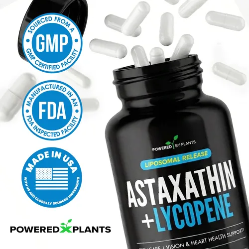 Miniatura 6 de Astaxantina liposomal 24 mg + licopeno 50 mg - 60 cápsulas Potente antioxidante para ojos, piel, corazón e inmune Complejo de microalgas