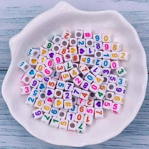 Miniatura 3 de 1000 cuentas de letras acrílicas en forma de cubo, cuentas del alfabeto, cuentas de números con cuerda elástica para hacer joyas