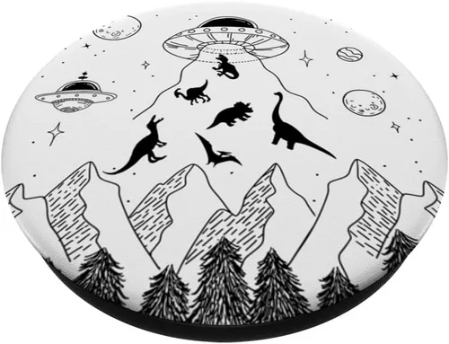Miniatura 2 de Divertido OVNI Abducción Alienígena Dinosaurios Humor Divertido Dinosaurio PopSockets Intercambiables PopGrip