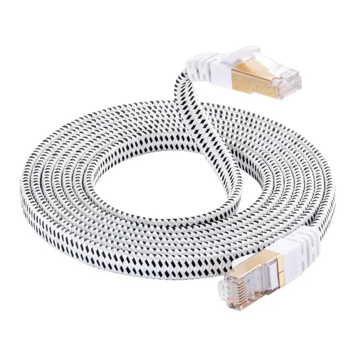 Miniatura 8 de Cable Ethernet Cat 7, DanYee, de nailon CAT7 de alta velocidad, profesional, chapado en oro, cables STP CAT 7 RJ45, cable Ethernet de 3 ft, 10 ft
