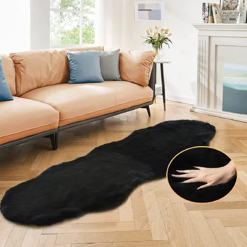 Miniatura 88 de ORINOVA Alfombra de felpa marrón claro beige de 8 x 10 pies para sala de estar, alfombra bohemia esponjosa de piel de conejo grande para dormitorio