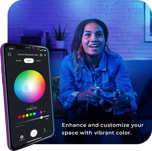 Miniatura 3 de Globe Electric 50466 Kit de iluminación empotrable LED ultra delgada de 3 pulgadas, no requiere concentrador, activado por voz, 7 W, RGB cambiante