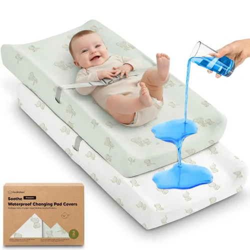 Miniatura 23 de Paquete de 2 fundas orgánicas para cambiador para niña, niño, neutro - 100% algodón, funda para almohadilla de mesa cambiadora, sábanas suaves