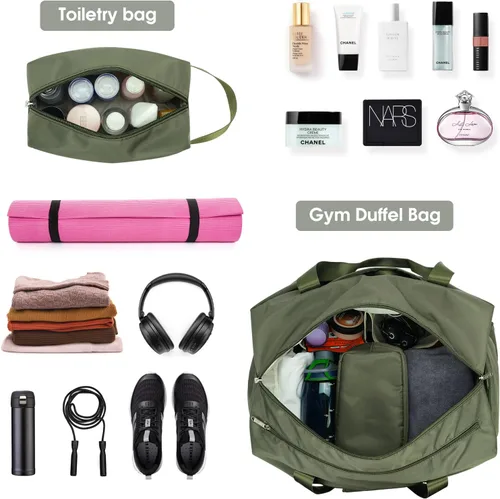 Miniatura 7 de Ceneda Bolsa de lona de gimnasio de 20 pulgadas con bolsillo húmedo para zapatos, portátil, bolsa de fin de semana, bolsa de viaje, bolsa de yoga