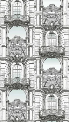 Miniatura 10 de CONCORD WALLCOVERINGS ™ Mural de pared abstracto para dormitorio, maquinaria retro, gris, verde, beige, 63 pulgadas de ancho x 110 pulgadas de alto