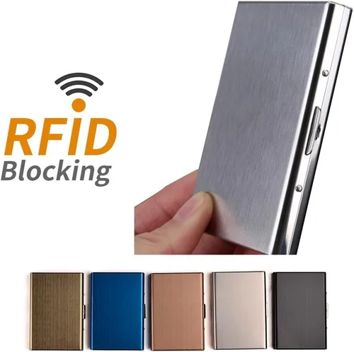 Miniatura 3 de RFID - Tarjetero de acero inoxidable, protector de tarjetas de crédito para hombre y mujer
