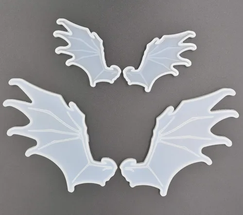 Miniatura 4 de 2 pares de moldes de alas de ángel, alas izquierda y derecha, moldes de silicona de fundición de resina epoxi, 1 par grande de 3.5 x 1.8 pulgadas