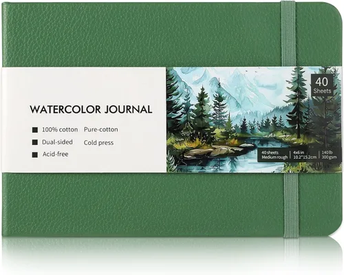 40 hojas de cuaderno de acuarela 4x6 pulgadas, papel de acuarela de 140 lb/300 GSM para bocetos de acuarela, papel de acuarela prensado en frío,