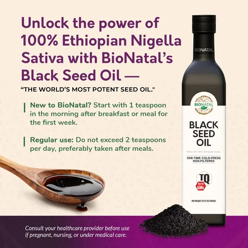 Miniatura 3 de BioNatal Aceite de Semilla Negra Etíope - Nigella Sativa Prensada en Frío que Produce Aceite de Semilla de Comino Negro, Sin Refinar y Sin Filtrar