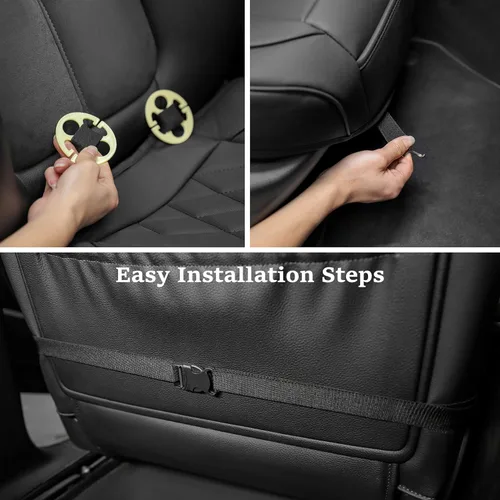 Miniatura 5 de JOJOBAY Funda de cuero para asiento de automóvil, fundas de asiento inferior para automóviles, protector de asiento delantero, apto para el 95%