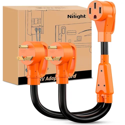 Miniatura 40 de Nilight - 50033R Adaptador de enchufe RV de 18 pulgadas, 50 amperios a 30 amperios, adaptador eléctrico de Dogbone de alta resistencia con mango 115G