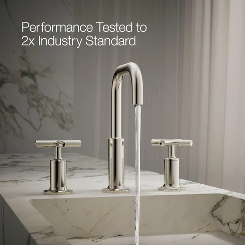 Miniatura 13 de Kohler K-14410-4-BGD Purist - Grifo para lavabo de baño con manijas de palanca baja y boquilla baja, 14406-3-SN Níquel pulido vibrante