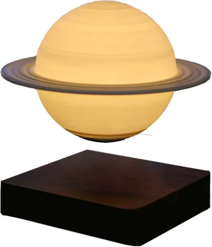 Luz nocturna de luna magnética flotante planeta lámpara interior impresión 3D LED cabecera enfermería regalo creativo lámpara de mesa (6.7 in Saturn
