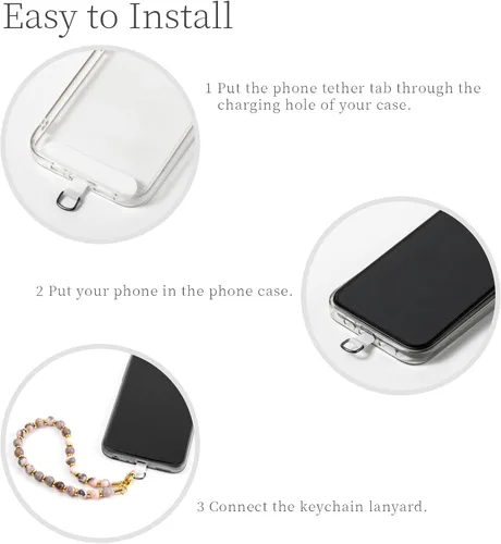 Miniatura 2 de Correa de teléfono con cuentas de mármol, cordón para teléfono celular, cadena para teléfono, correa de muñeca para mujeres para teléfono 14/13