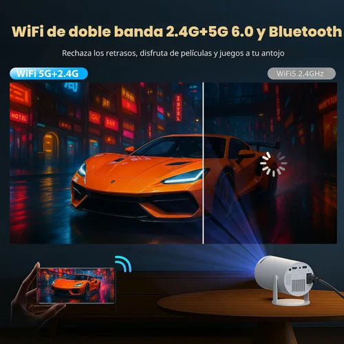 Miniatura 4 de Proyector con WiFi y Bluetooth, Mini Proyector, Soporte 4K 1080P Proyectores de Películas Inalámbricos Portátiles 220° Giratorio Pantalla de 130