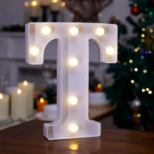 Miniatura 20 de Letrero LED de Marquesina con Letras Iluminadas, Letrero del Alfabeto Iluminado, Luces LED de Letras con Batería para Luz Nocturna, Boda