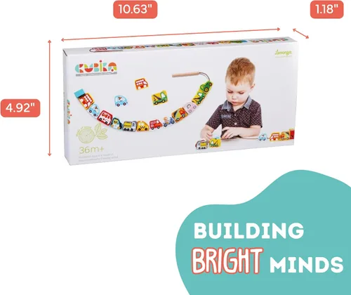 Miniatura 5 de CUBIKA Juguete de madera con cordones de autos voladores - Juguete Montessori con cordones para niños a partir de 3 años - Tarjetas de cordones