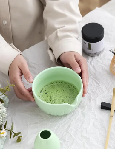 Miniatura 8 de TANG PIN Juego de matcha – Tazón de matcha con boquilla y batidor, 15 onzas, cuchara de matcha, soporte para batidor de matcha (soporte de Chasen)