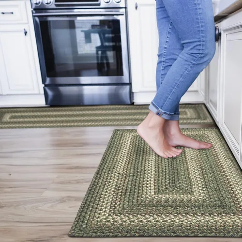 Miniatura 81 de Alfombra ovalada trenzada gris humo de 20 x 30 pulgadas, lavable para interiores y exteriores, decoración campestre para cocinas y entradas