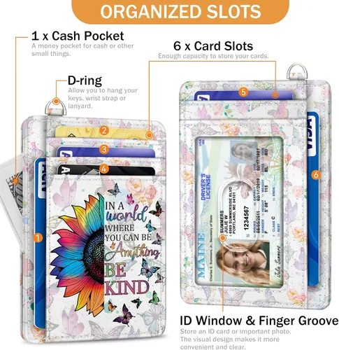Miniatura 4 de Yonlevres Cartera delgada para tarjetas de crédito, cartera RFID para mujer, bolsillo frontal, soporte para tarjetas pequeñas, estuche para tarjetas