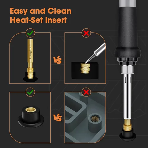 Miniatura 6 de Puntas de inserción termofijas para insertos roscados M2 M2.5 M3 M4 M5 M6 M8, puntas de soldadura compatibles con hierros Weller SP40NUS/Hakko