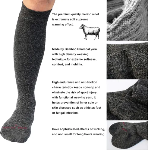 Miniatura 5 de Vital Salveo - Calcetines de lana merina para amantes del aire libre, carbón de bambú, gris oscuro