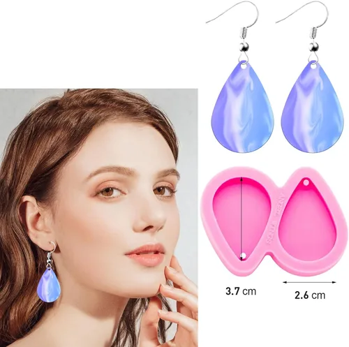 Miniatura 3 de Molde de resina en forma de lágrima para aretes, moldes de joyería de resina de silicona, moldes de fundición de resina epoxi para mujeres, aretes