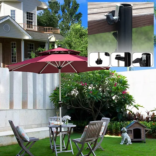 Miniatura 4 de weallbuy Soporte de abrazadera para sombrilla de patio al aire libre, soporte para sombrilla de terraza, soporte para sombrilla de patio para silla