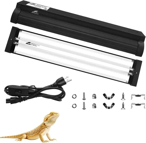 T5 10.0 UVB - Kit combinado de lámpara de reptil UVB de 8 W de alto rendimiento con reflector de aleación más amplio mejorado para dragones