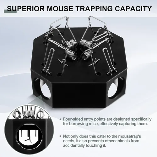 Miniatura 4 de Qualirey Trampa reutilizable para ratones 4 en 1, para casa y exteriores, tamaño de agujero de 1.06 pulgadas, solo atrapa ratones pequeños, seguro