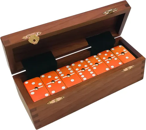 Miniatura 6 de Marion Domino Double Six White Jumbo Torneo Tamaño Profesional con Spinners en caja de madera Sheesham de cola de milano. Blanco