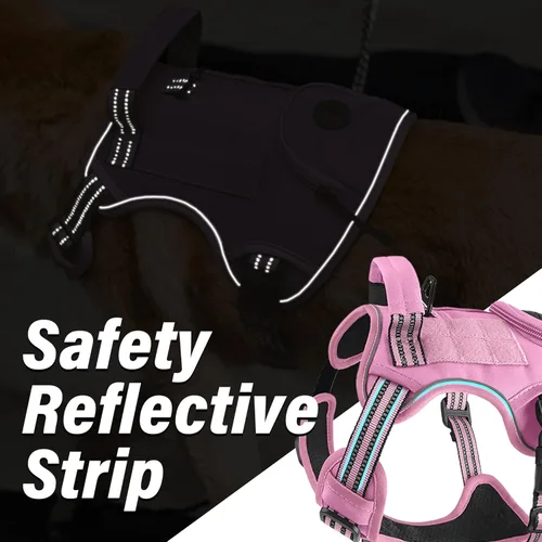 Miniatura 5 de Arnés táctico resistente para perros grandes, chaleco de servicio reflectante ajustable con asa de control y 4 parches, arnés militar acolchado