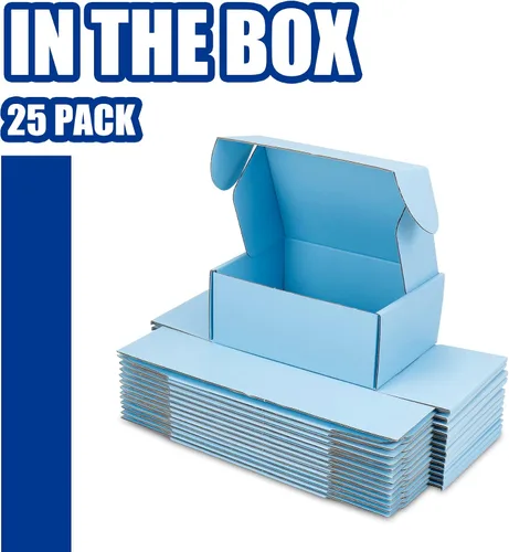 Miniatura 8 de Paquete de 25 Cajas de Envío, 8 x 6 x 3 pulgadas Caja de Embalaje Pequeña de Cartón Corrugado para Envío de Negocios, Embalaje, Regalos, Azul